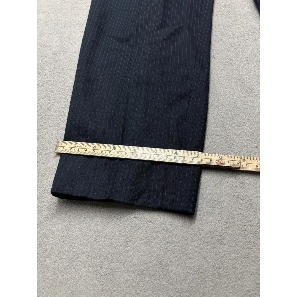 Vintage Giorgio Armani Mens Navy Blue Pinstripe Wool Blend Dress Pants Size 30